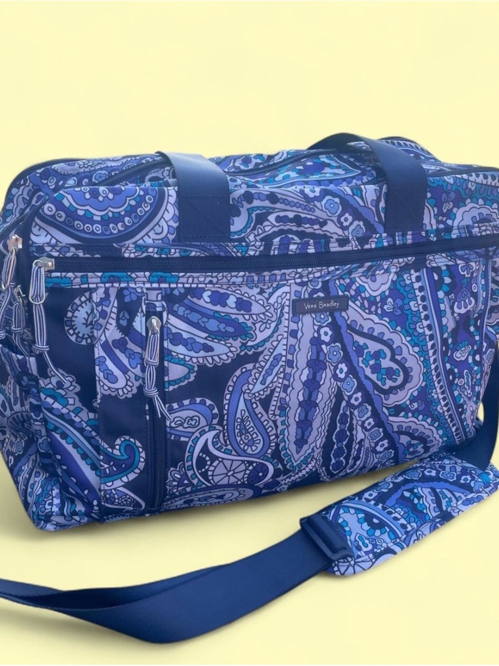 Vera Bradley Shades of Blue Weekender Medium Paisley Carryon Duffel Bag